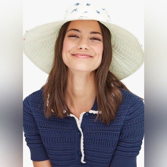 NWT Kate Spade Dainty Bloom Long Brim Reversible Bucket Hat